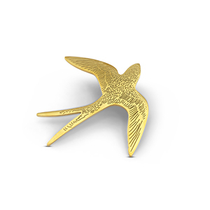 Brooches swallow Gold