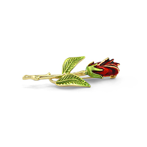 Brooches Rose Red-Green-Gold