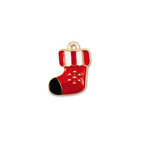 Metal charms christmas stocking Gold-Red-White-Black