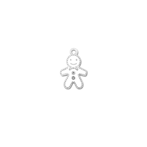 Metal charms zirconia gingerbread man Silver-White