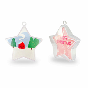 Transparent ornament star Transparent-Pink/White-Blue-Green