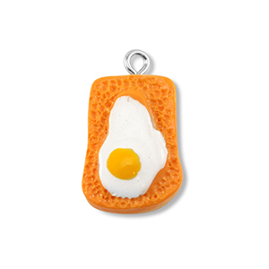 Resin pendants toast with egg Orange-White-Yellow