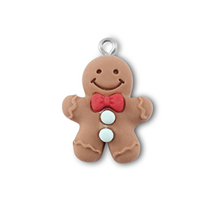 Resin pendants gingerbread man Brown-Red-Blue