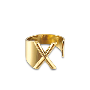 Stainless steel rings letter X Gold