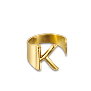 Stainless steel rings letter K Gold