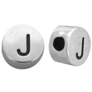 DQ metal letterbead J Antique Silver (nickel free)