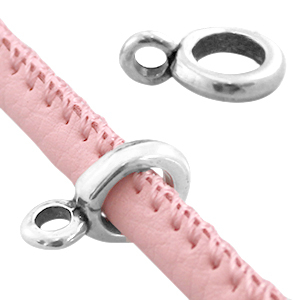 DQ European metal charm with loop (for 4mm stitched leather) Antique Silver (nickel free)