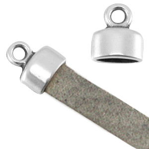 DQ European metal end cap with loop Antique Silver (nickel free)