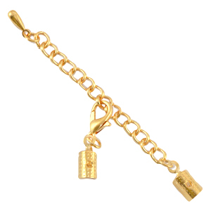 DQ metal extension chain set with lobster clasp and 3mm clip Gold (nickel free)