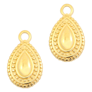 DQ European metal charms drop shaped Gold (nickel free)
