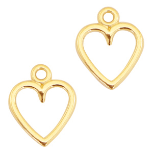 DQ European metal charms open heart 14x11mm Gold (nickel free)