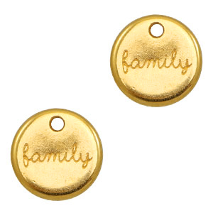 DQ European metal charms 12mm "family" Gold (nickel free)