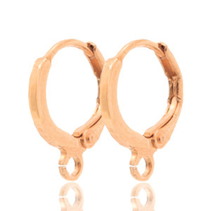 DQ European metal findings closable earrings with loop Rose Gold (nickel free)