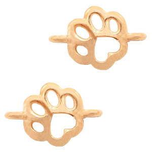 DQ European metal charms connector dog paw Rose Gold (nickel free)