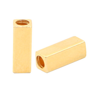 DQ European metal beads tube rectangle Gold (nickel free)