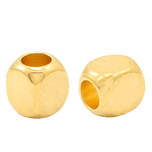 DQ European metal beads cube Gold (nickel free)