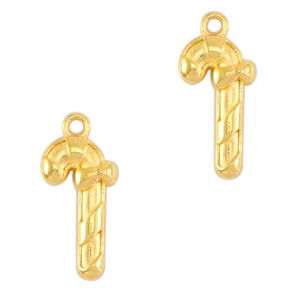 DQ European metal charms candy cane Gold (nickel free)