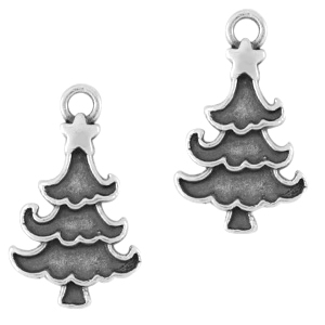 DQ European metal charms Christmas tree Antique Silver (nickel free)