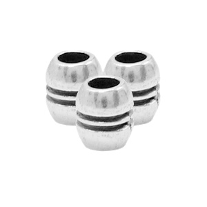 DQ European metal beads tube stripe Antique Silver (nickel free)