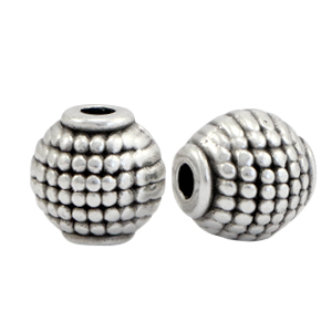 DQ European metal beads oval tube Antique Silver (nickel free)