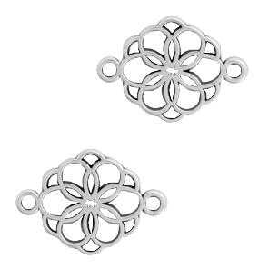 DQ European metal charms connector flower Antique Silver (nickel free)