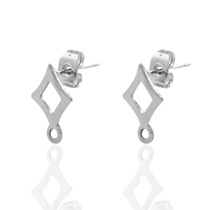 Stainless steel earrings rhombus Silver