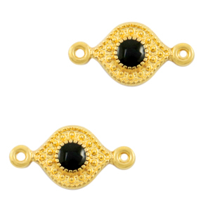 DQ European metal charms connector Black-Gold (nickel free)