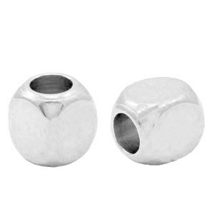 DQ European metal beads cube 3mm Antique Silver (nickel free)