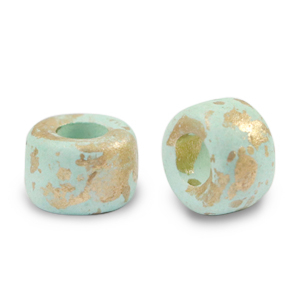DQ greek ceramic beads gold spot 9mm Light Turquoise