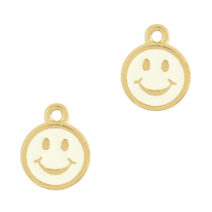 DQ European metal charms smiley Gold-Ivory White (nickel free)