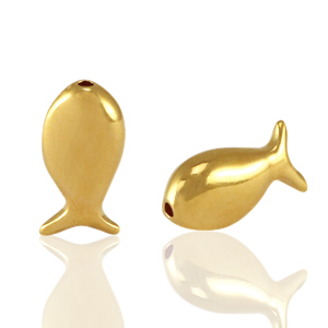 DQ European metal beads fish Gold (nickel free)