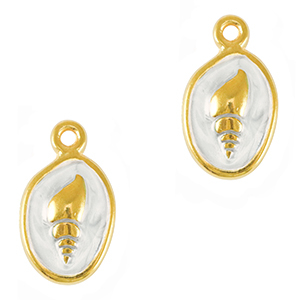 DQ European metal charms shell Gold-Pearl White (nickel free)