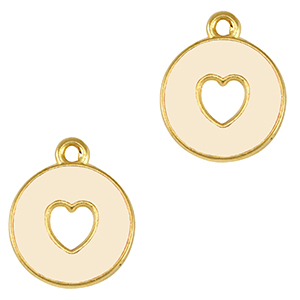 DQ European metal charms heart Gold-Ivory White (nickel free)