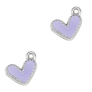 DQ European metal charms heart Antique Silver-Lavender Purple (nickel free)