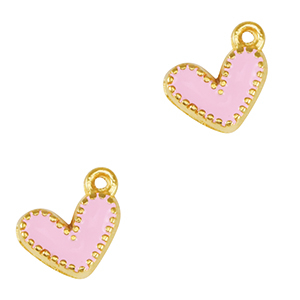 DQ European metal charms heart Gold-Lilac Rose (nickel free)