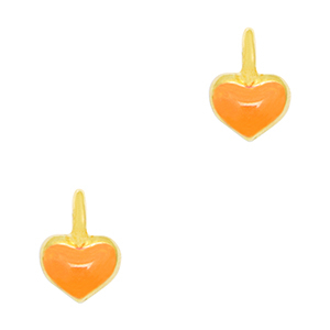 DQ European metal charms heart Gold-Neon Orange (nickel free)