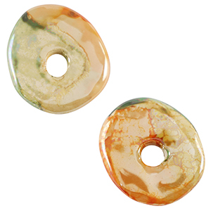DQ greek ceramic beads donut Light Green-Orange