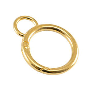 DQ European metal findings key chain 28mm with loop Gold (nickel free)