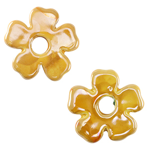 DQ greek ceramic beads flower Warm Yellow