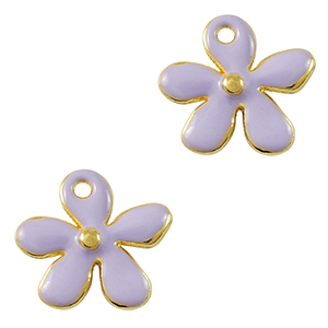 DQ European metal charms flower Gold-Purple (nickel free)