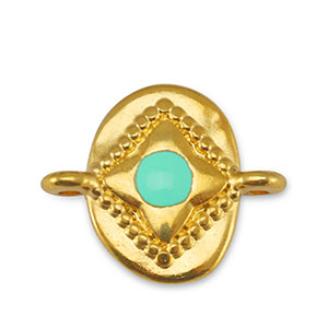DQ European metal charms connector oval Veraman Blue-Gold (nickel free)