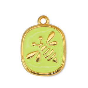 DQ European metal charms bee Lime Yellow-Gold (nickel free)
