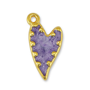 DQ European metal charms heart Pearl Purple-Gold (nickel free)
