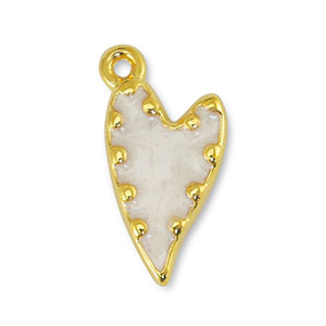 DQ European metal charms heart Pearl White-Gold (nickel free)