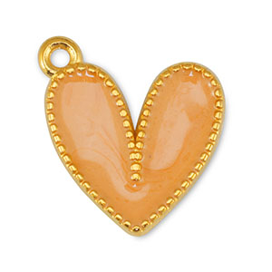 DQ European metal charms heart Pearl Light Orange-Gold (nickel free)