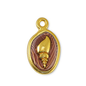 DQ European metal charms shell Transparant Purple-Gold (nickel free)