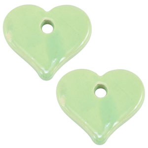 DQ greek ceramic beads Heart Light Green