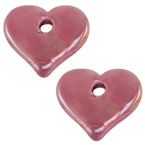 DQ greek ceramic beads Heart Magenta-Pink