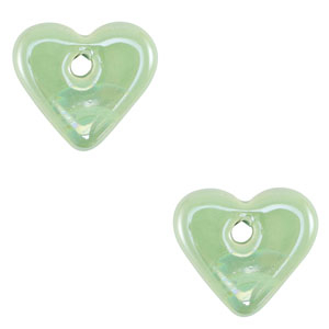 DQ greek ceramic beads Heart Light Green