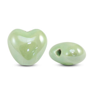 DQ greek ceramic beads Heart Light Green